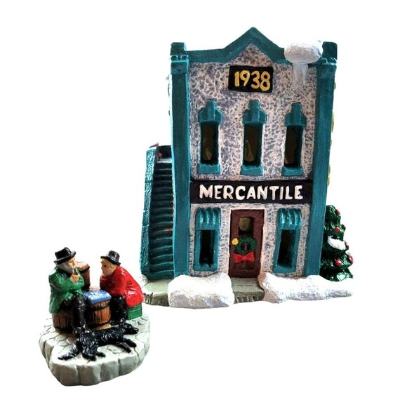 Christmas Village Mercantile Bonus Men Playing Checkers Ceramic Decor JH1814 - Picture 1 of 5